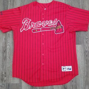 Atlanta Braves Pin Stripe Vintage Majestic Baseball Jersey